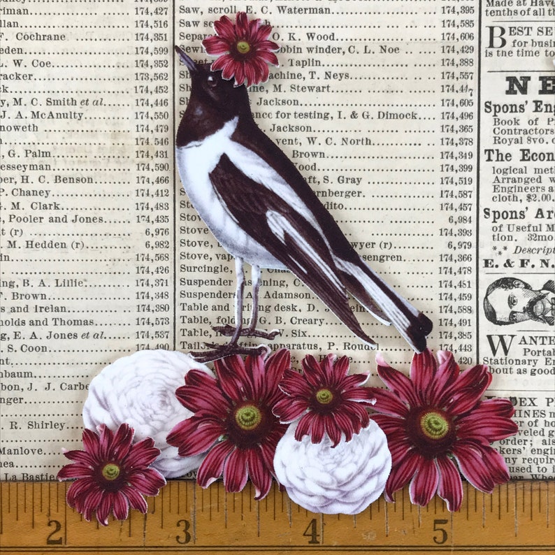 Black and White All Over Birds Shrink Plastic Printable Design Collage Sheet Digital Download image 5