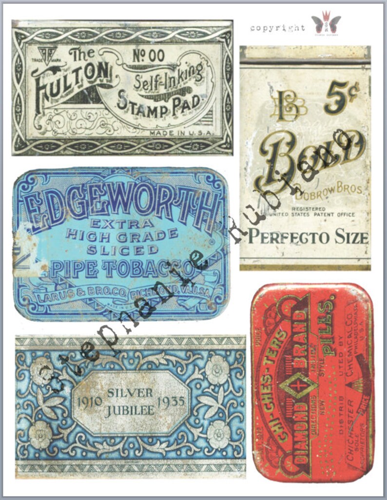 Tin Scans 1 Shrink Plastic Printable Design Collage Sheet - Etsy