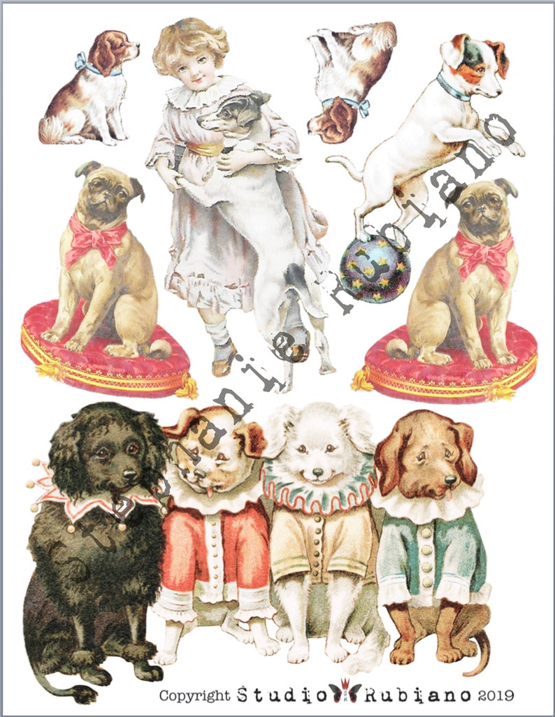 Going to the Dogs Shrink Plastic Printable Design Collage Sheet Digital Download image 1