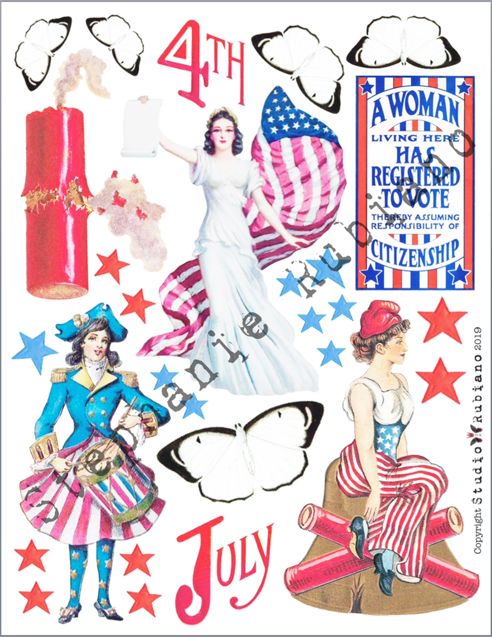 4th of July Ladies of Liberty Shrink Plastic Printable Design Etsy