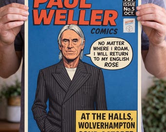 Paul Weller - The Jam - Poster - Wolverhampton The Halls Gig Print - Mod Music - illustratieposter - Modfather