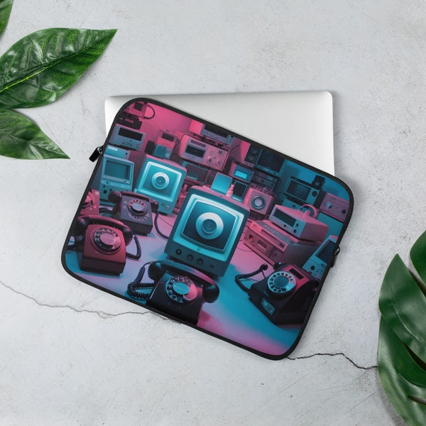 Classic Gadget Collection Laptop Sleeve: Nostalgic Tech Enthusiast Design