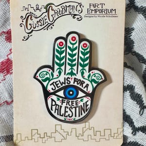 Jews for a Free Palestine Hamsa Enamel Pin
