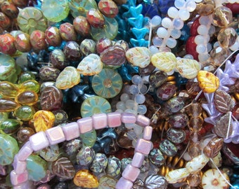 14 mm x 5 mm Golden Spike Czech Glass beads jewelry destash
