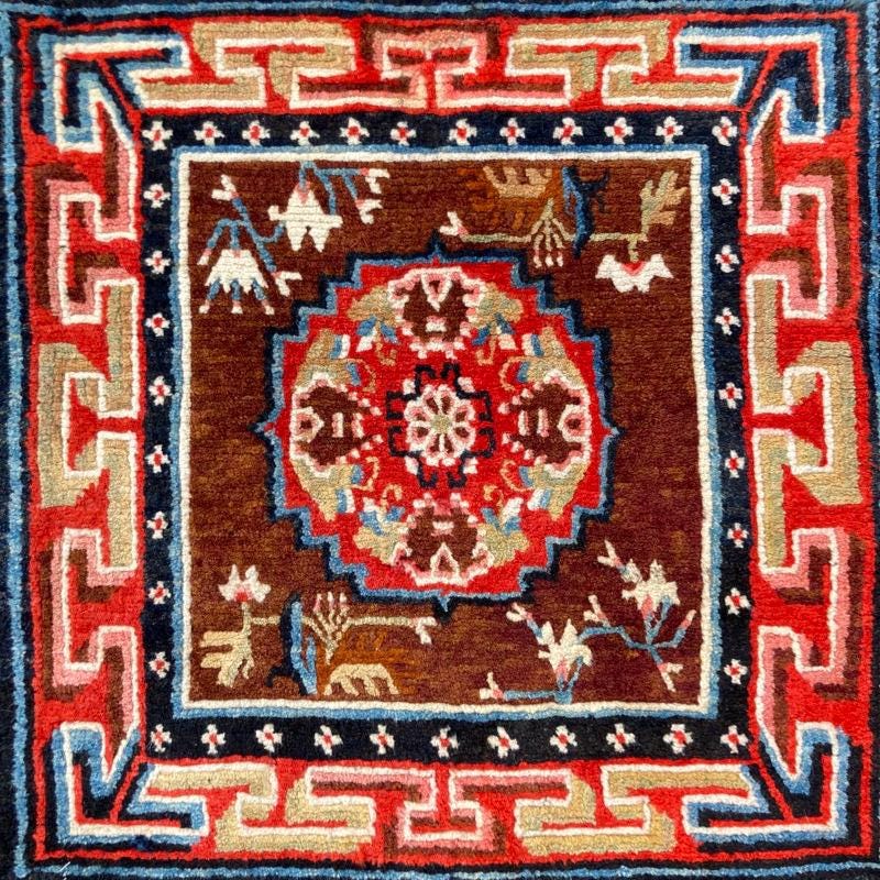 Handmade Antique Vintage Tibetan Wangden Mat, Wall-hanging, Tribal