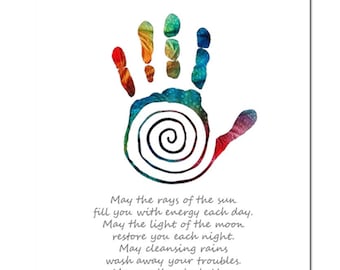 Inspirational Colorful Healing Hand Symbol CANVAS PRINT Art Prayer Primary Colors Housewarming Graduation Wedding Promotion Gift Blessing