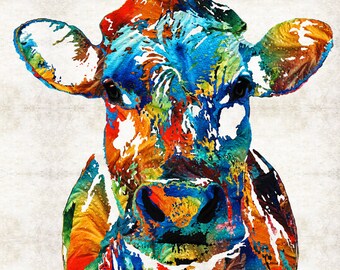 Colorful Giraffe Art PRINT from Painting Primary Colors Animal | Etsy