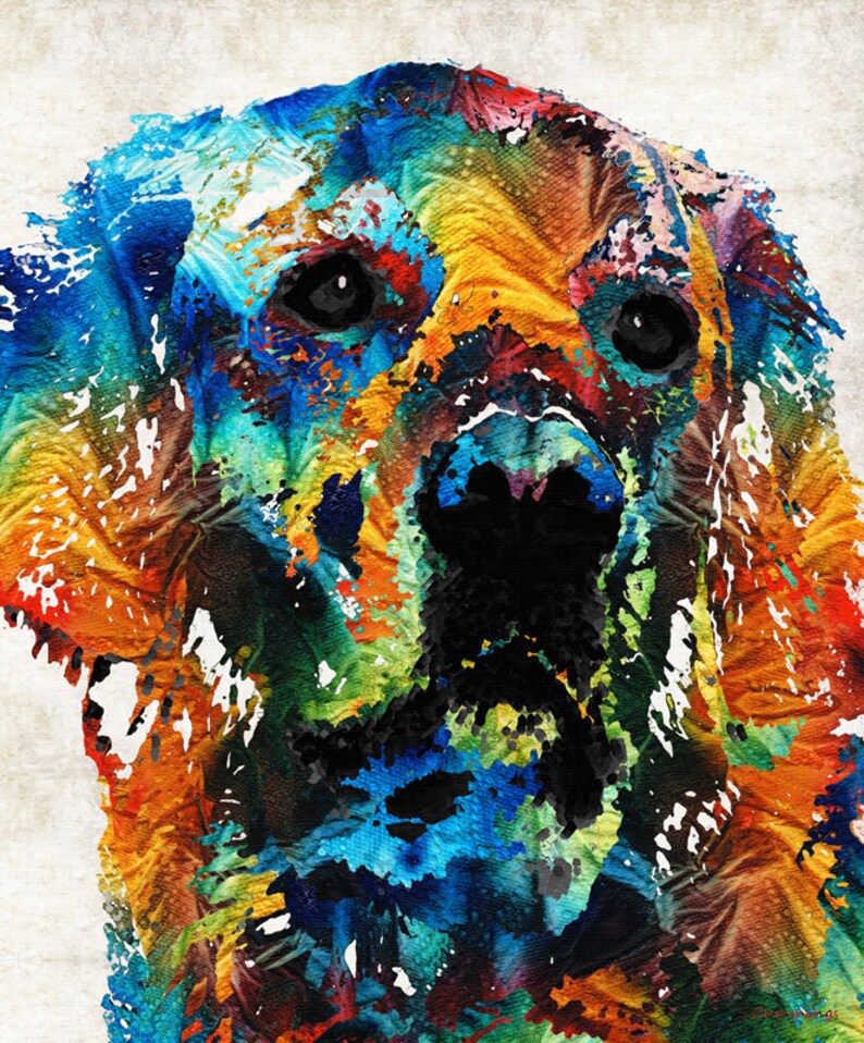 Colorful Dog Pop Art PRINT From Painting Dogs Pets Golden Etsy