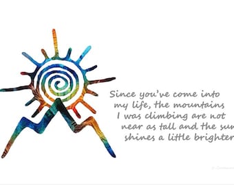 Colorido sol montaña símbolo arte mejores amigos amor impresión nativo americano colores primarios CANVAS regalo aniversario amistad gracias amigo