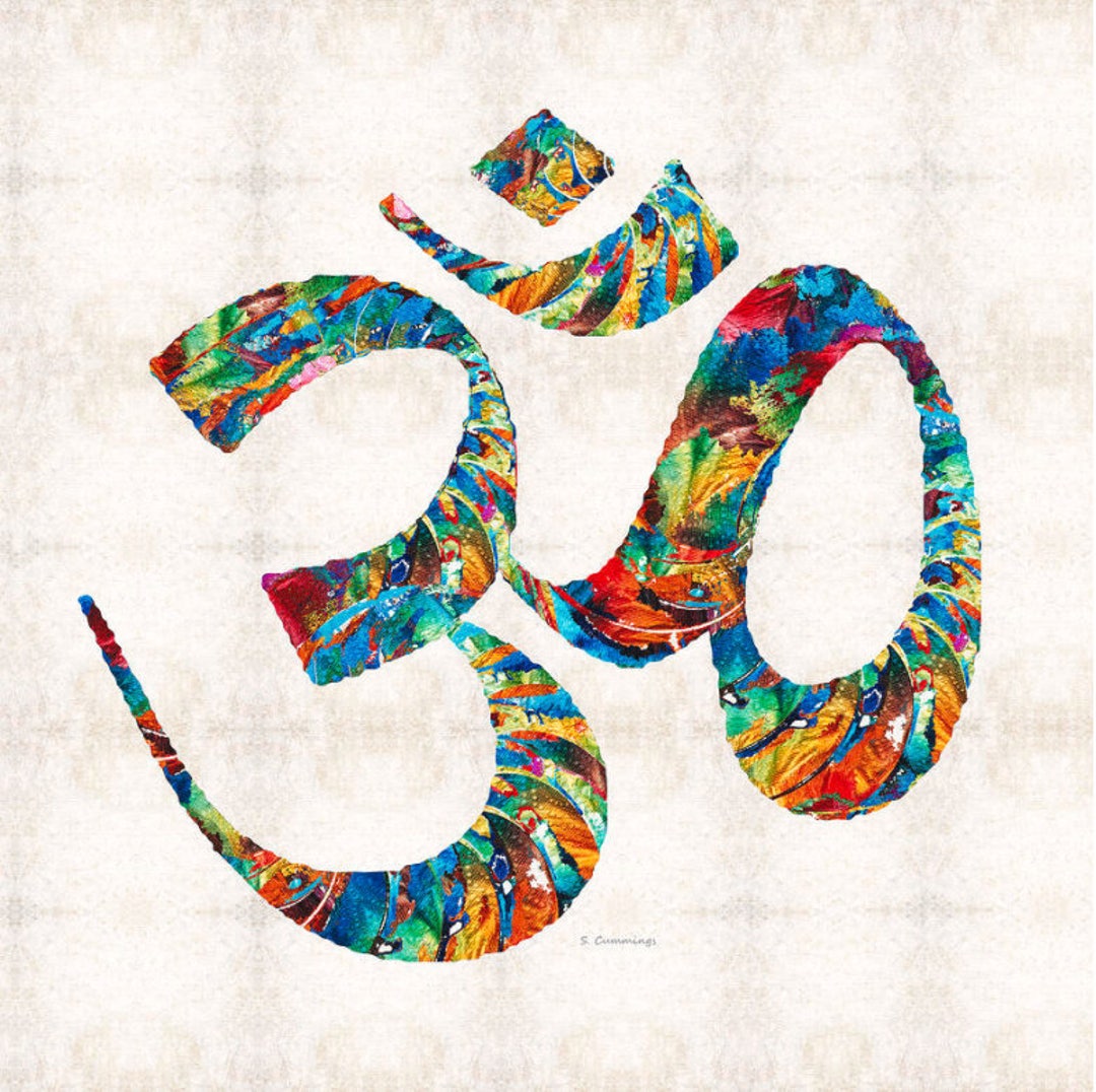 Abstract Colorful Om Symbol Art PRINT From Painting Bright Color Indian  Yoga Modern Meditation CANVAS Peace Square Hinduism Buddhism Jainism - Etsy