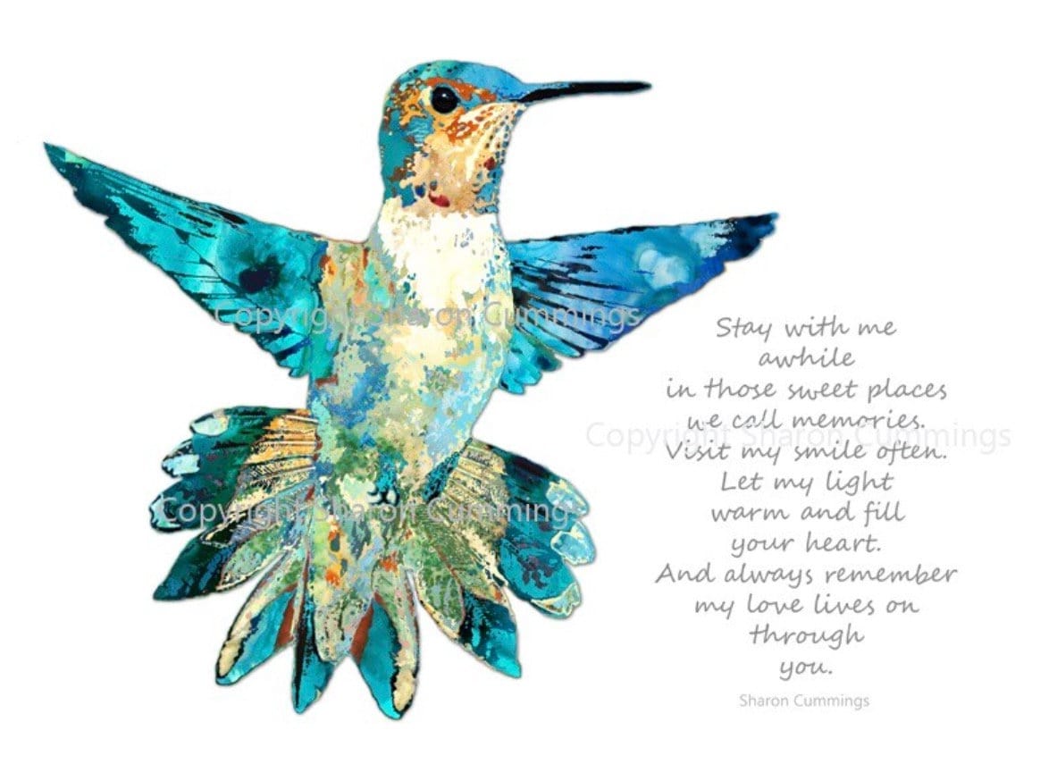 Grieve Bird Colorful Hummingbird Art Grief Comforting PRINT Nature Tropical Birds ...