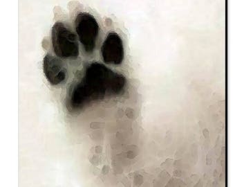 Dog Art 40x50 PRINT From Painting Paws Pets Canine Animal Lover Mom Cute Fun Fur Pads CANVAS Artwork Collectible Black White Dogs Paw Gift