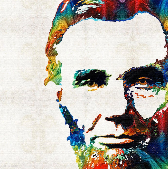 Abraham Lincoln Portrait Art PRINT Frm Painting Americana Abe American President Civil War America CANVAS Historian Gift Idea History People