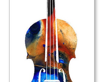 Violin Art Print frm Painting Colorful Violinist Gift Music Lover Musical Instrument Violins Strings CANVAS Classical Musician Artwork Decor