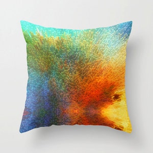 Throw Pillow Abstract Art COVER Design Primary Colors Home Sofa Colorful Couch Decor Artsy Decorative Accent Pillows Blue Colorful Bedroom