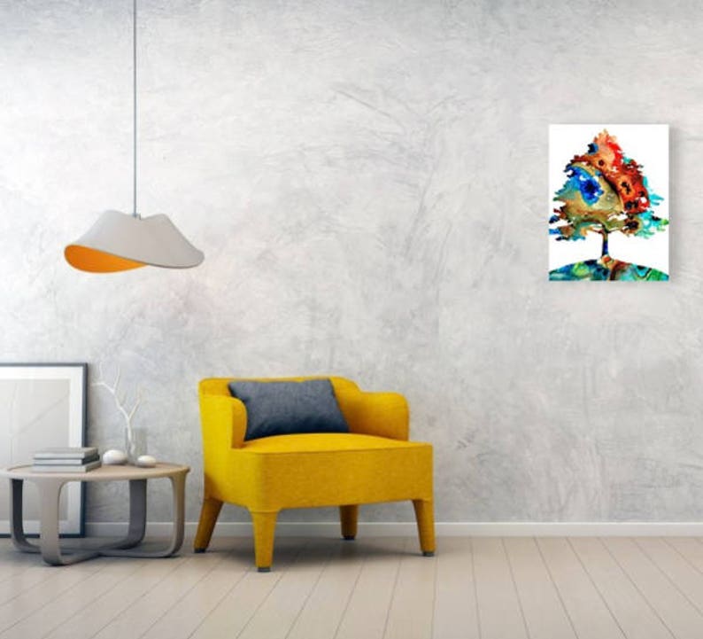 Colorful rainbow colors tree fine art print.  Offered as nature furnishings, trees wall art decor and rustic accents.