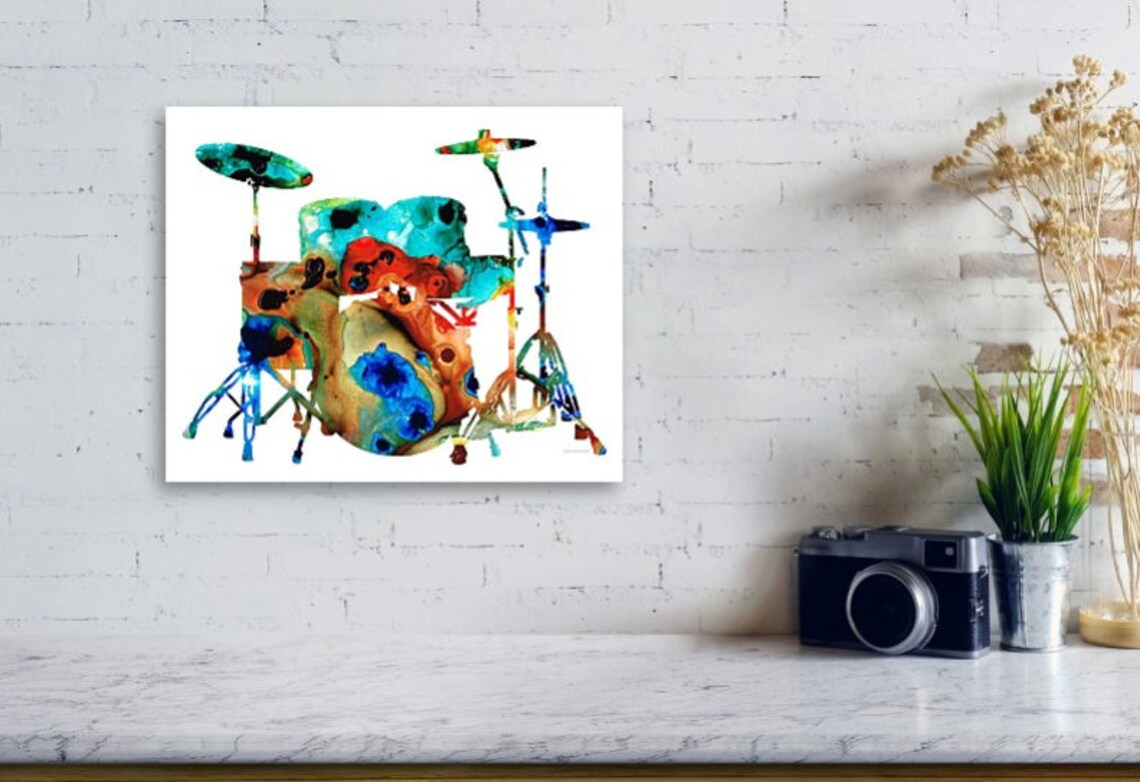 Drums Art PRINT From Painting Drum Set Rock and Roll Band Etsy