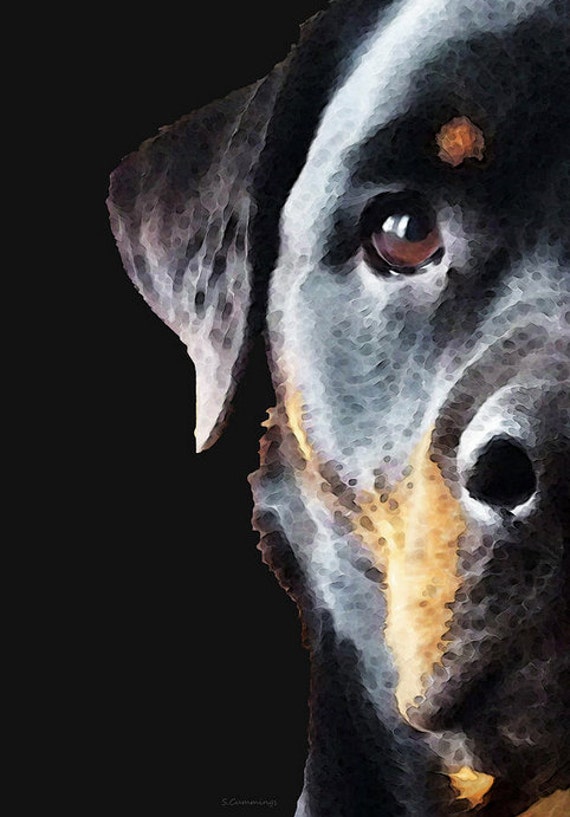 Black and Tan Rottie Dog Rottweiler Animal Art PRINT Dogs Modern