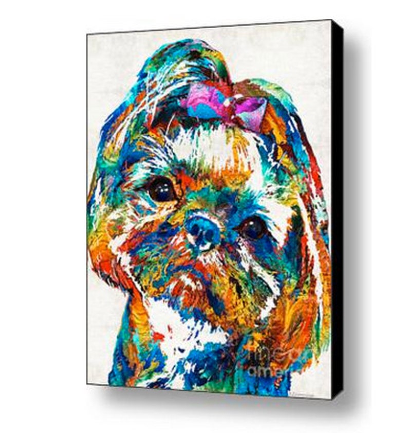 Shih Tzu Art Colorful PRINT from Painting Cute Rainbow Dog | Etsy
