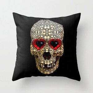 Throw Pillow COVER Candy Skull Art Design Skeleton Love Goth Fun Day Of The Dead Decor Decorating Halloween Living Room Bedroom Bedding