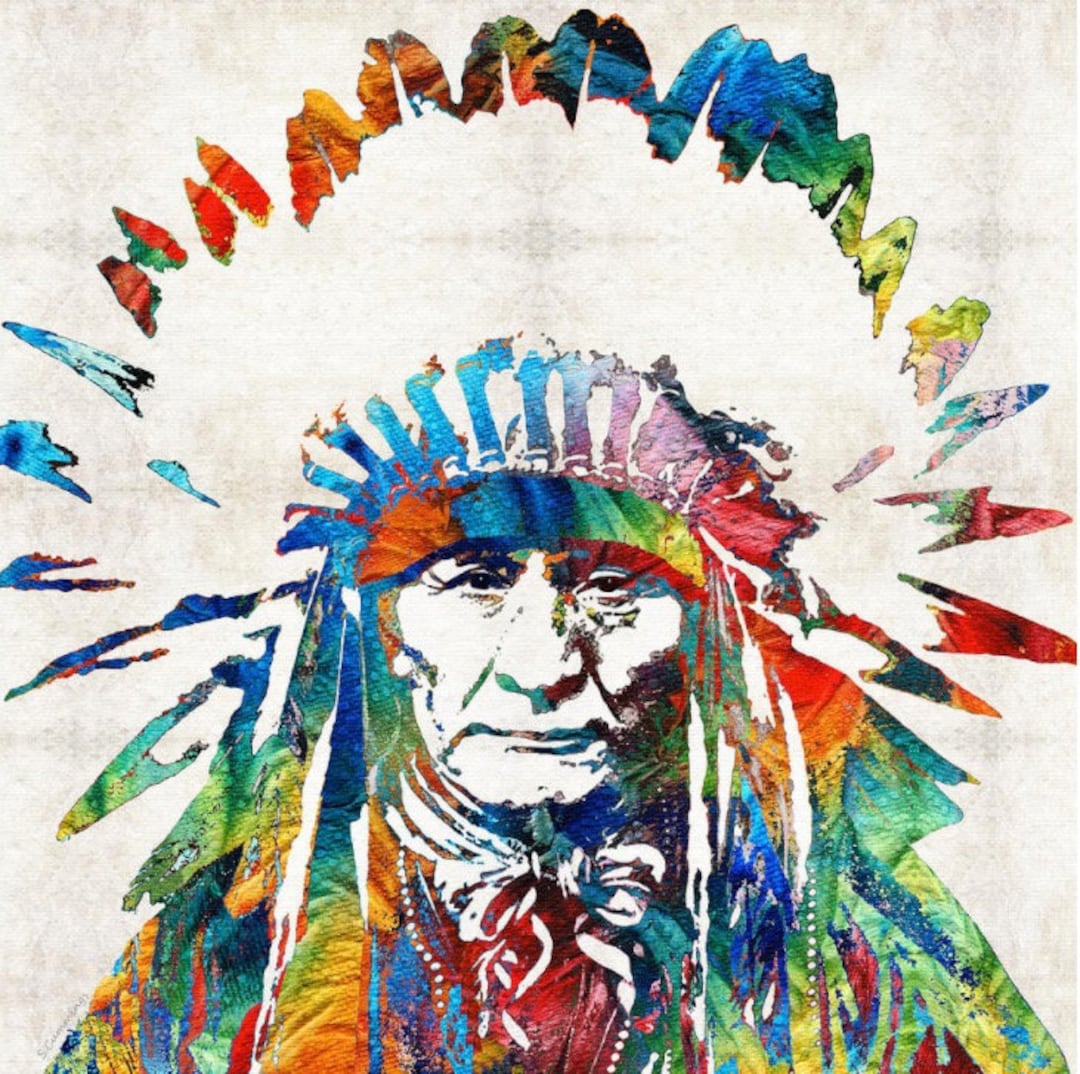 Colorful Native American Art PRINT From Painting Primary