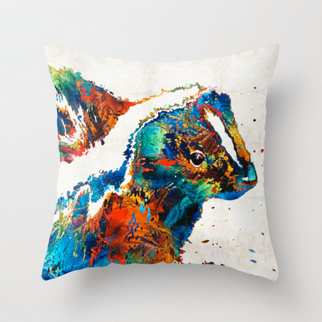Throw Pillow COVER Colorful Skunk Art Decorative Pillows Home Sofa