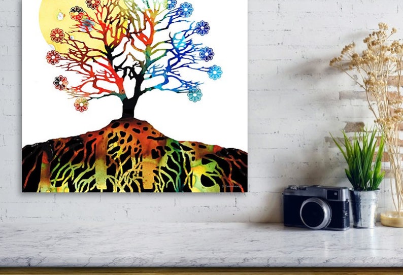 Colorful Tree Of Life Art Print From Painting Primary Colors Etsy