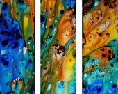 Colorful Abstract Painting Underwater Coral Reef Feel Buy Art Sea Ocean Blue Orange Yellow Green - Deep Visions Beach Modern Artwork