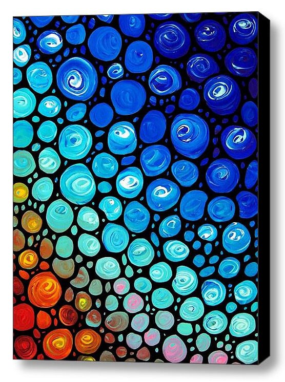 Colorful Abstract Art Print from Painting Blue Red Orange Aqua | Etsy