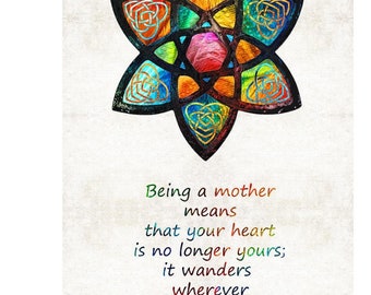 Colorful Celtic Mother Symbol Art PRINT For Mom Mother's Day Gift Ideas CANVAS Quote Poem Gifts Feathers Artwork Mothers Mommy Mother Moms