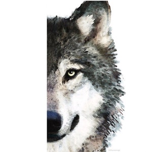 Wolf Art Print From Painting Wolves Timber Woods Gray Brown Animals Nature Wildlife CANVAS Country Farmhouse Artwork Rustic Modern Sleek