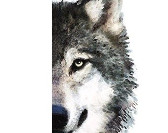 Wolf Art Print From Painting Wolves Timber Woods Gray Brown Animals Nature Wildlife CANVAS Country Farmhouse Artwork Rustic Modern Sleek
