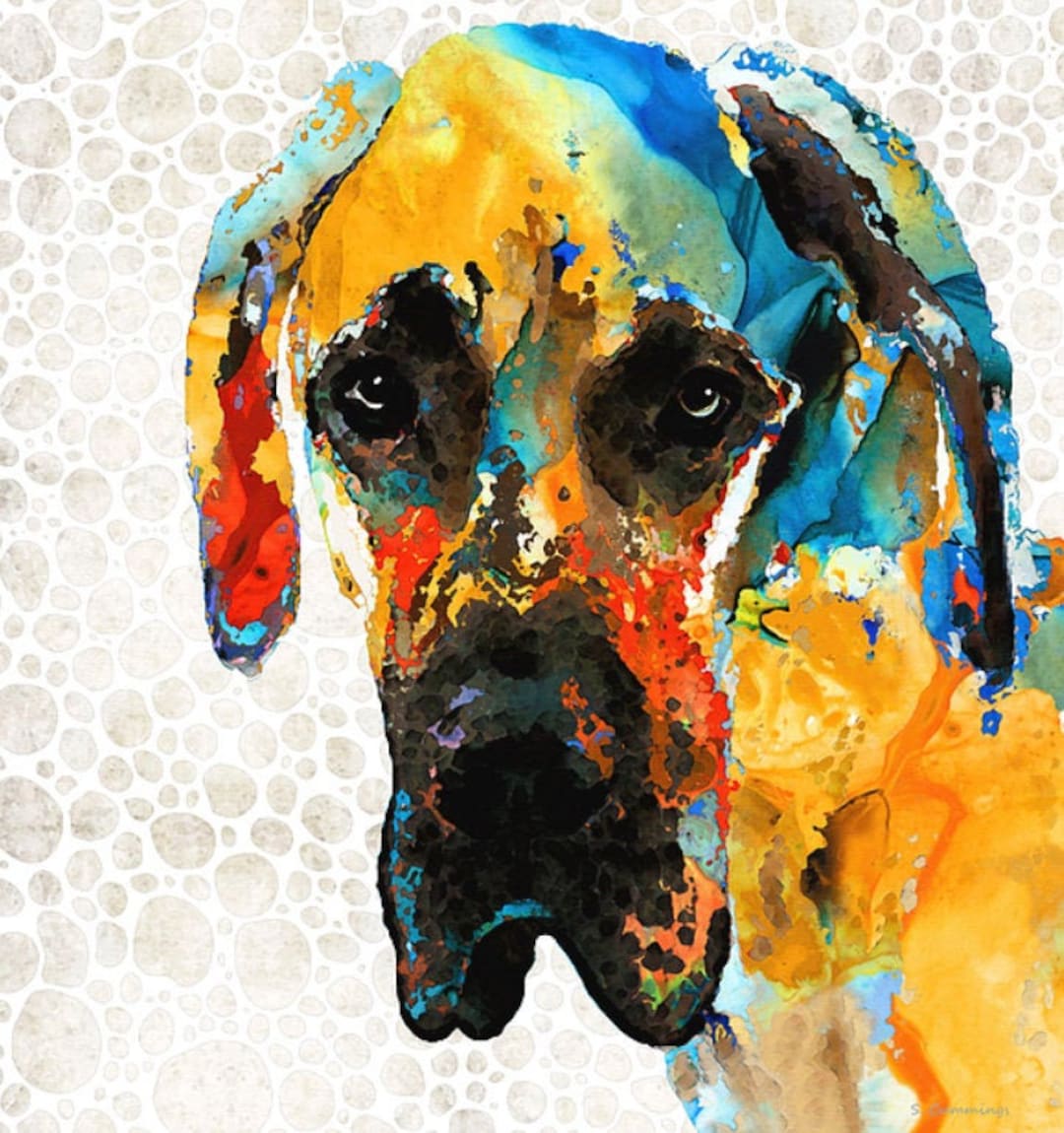 Colorful Great Dane Dog Art PRINT From Painting Pets Dogs Animals CANVAS  Ready to Hang Large Jewel Colors Primary Fawn Black Merle Harlequin - Etsy