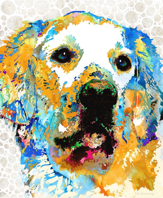 Colorful Dog Pop Art PRINT From Painting Dogs Pets Golden Etsy
