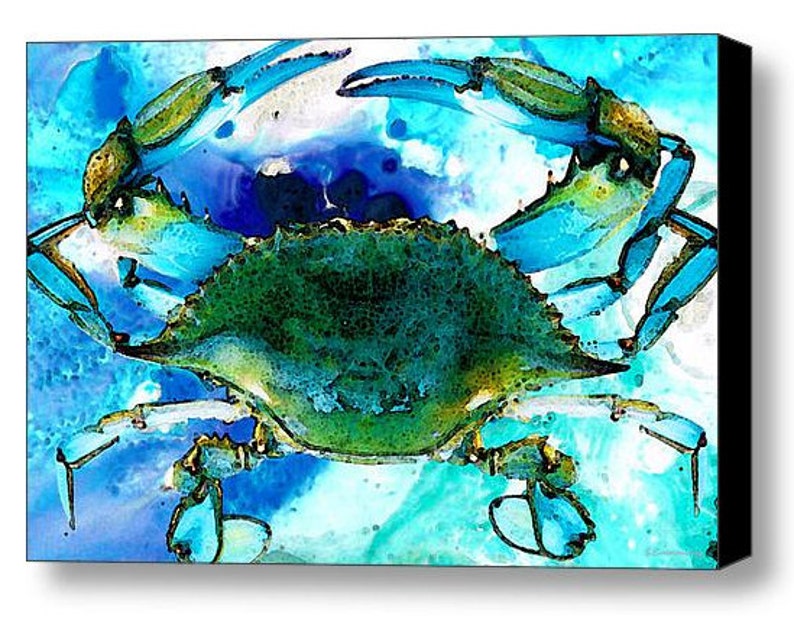 Blue Crab Art PRINT From Painting Crabs New Orleans Seafood - Etsy