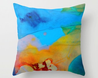 Throw Pillow Arte abstracto CUBIERTA Diseño Colorido Azul Hogar Sofá Cama Sofá Decoración Artsy Decorativo Acento Almohadas Sala de estar Dormitorio Ropa de cama