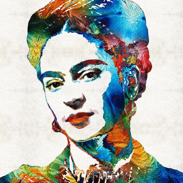 Frida Kahlo Portrait Art PRINT from Painting Colorful Famous Artist Portraits Historical People CANVAS Strong Women Artwork Mexico Mexican