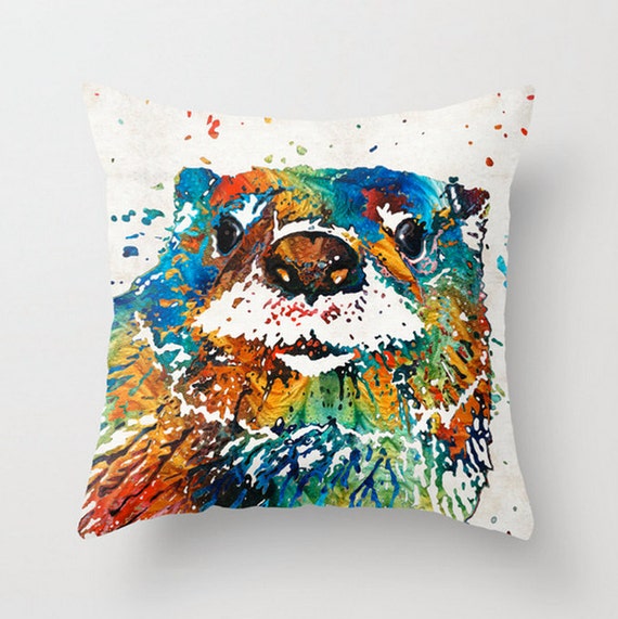 Funny Sea Otter Stuff Sea Thinking About Otters Throw Pillow Multicolor 16x16 