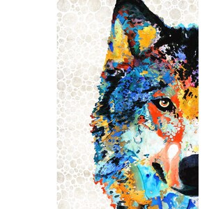 Colorful Gray Wolf Animal Art PRINT from Painting Primary Colors Wolves Abstract CANVAS Animals Artwork Big Rustic Wildlife Farmhouse Nature
