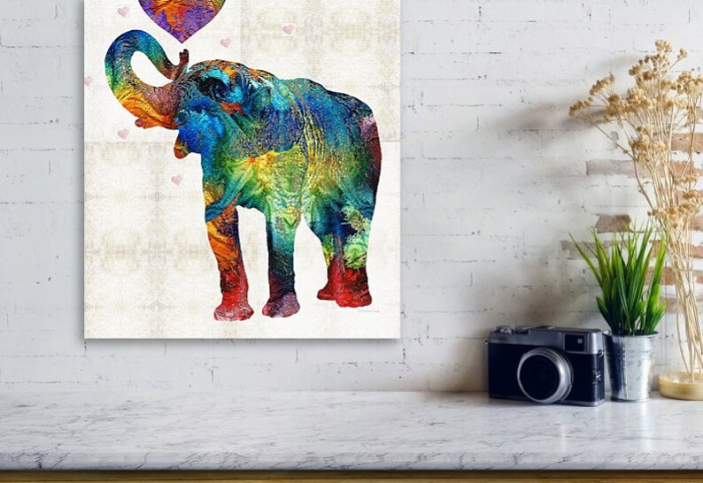 Elephant Animal Art PRINT from Painting Colorful Zoo Africa | Etsy