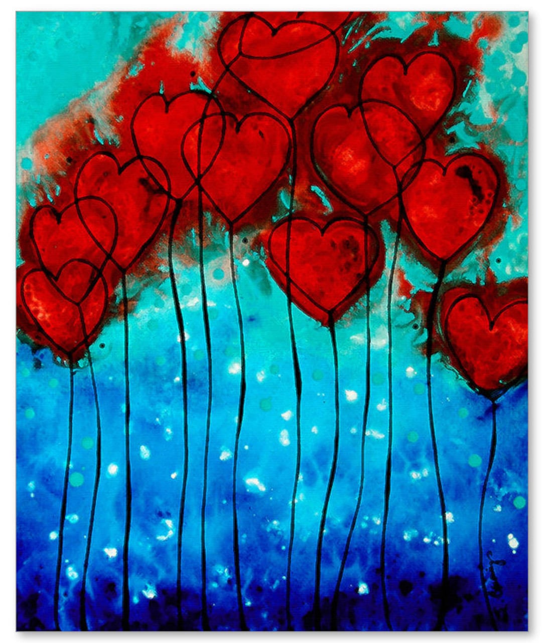 Kid Coloring Heart In Red Art: Canvas Prints, Frames & Posters