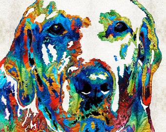 Labrador Retriever Art Colorful Lab Dog PRINT from Painting Rainbow Pet Doggie Toy Hunting Pop CANVAS Ready Hang Large Fun Cute Love Animal