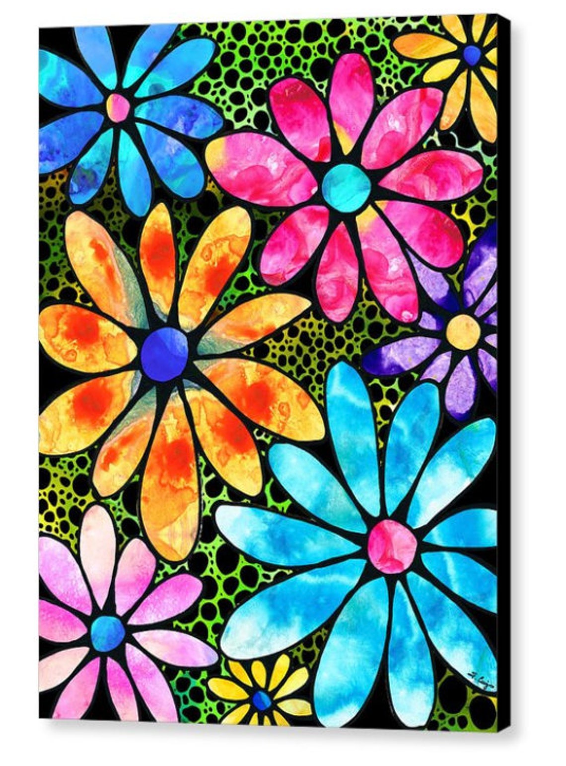 Colorful Flower Art PRINT from Painting Spring Daisy Daisies Etsy