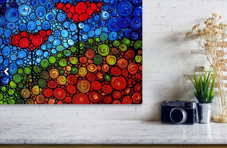 Mosaic Art PRINT from Painting Love Runs Deep Blue Colorful | Etsy