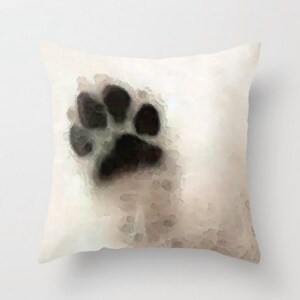 Dog Throw Pillow Dog Paw Art COVER Pet Animal Lover Black And White Pillows Gift Bed Couch Decor Dogs Puppy Paws Puppies Living Room Bedroom
