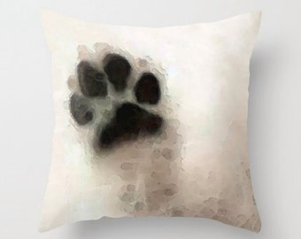 Dog Throw Pillow Dog Paw Art COVER Pet Animal Lover Black And White Pillows Gift Bed Couch Decor Dogs Puppy Paws Puppies Living Room Bedroom