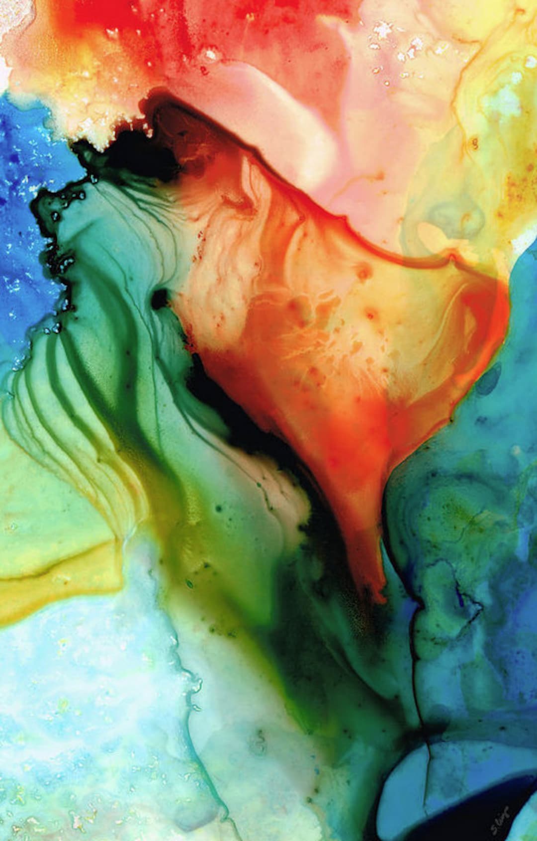 Blue Green Red Yellow Abstract Art PRINT Frm Painting Modern