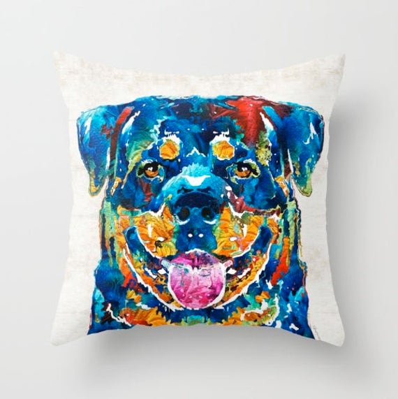 Multicolor 18x18 Holy Dog Rottweiler Throw Pillow