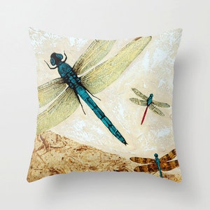 Throw Pillow COVER Dragonfly Dragonflies Zen Art Design Home Sofa Bed Chair Decor Artsy Decorating Made Easy Living Room Bedroom Bedding