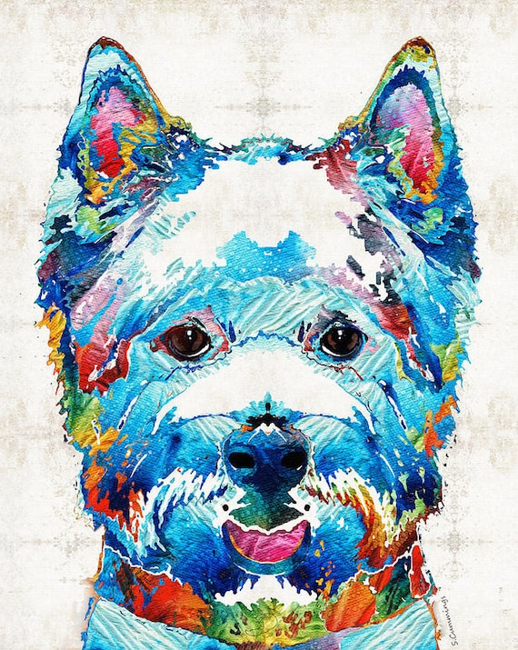 West Highland Terrier Art Colorful Dog Westie Print From Etsy